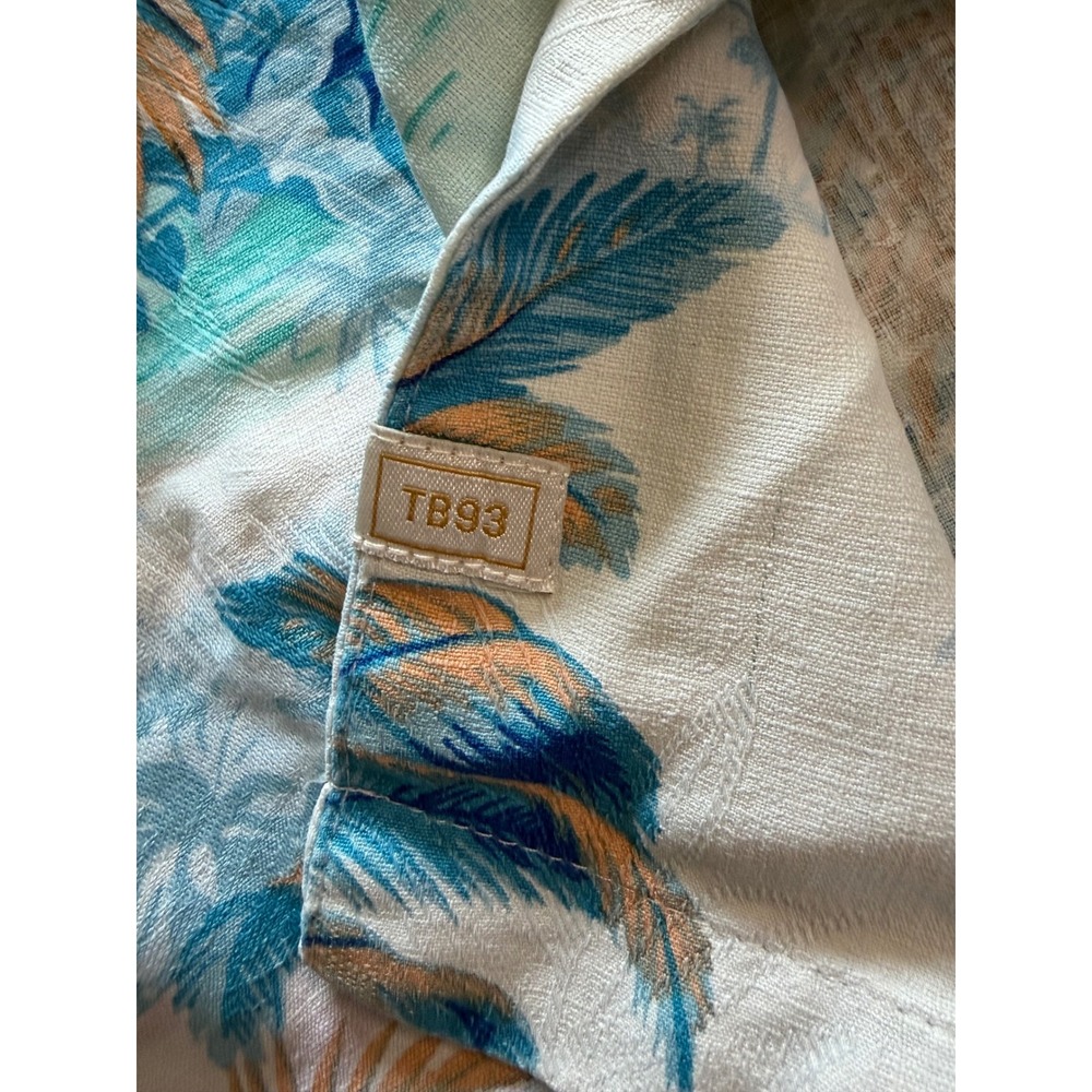 Tommy Bahama Button Down Shirt Mens XL Silk Blue Orange Tropical Palm Island - Picture 10 of 11
